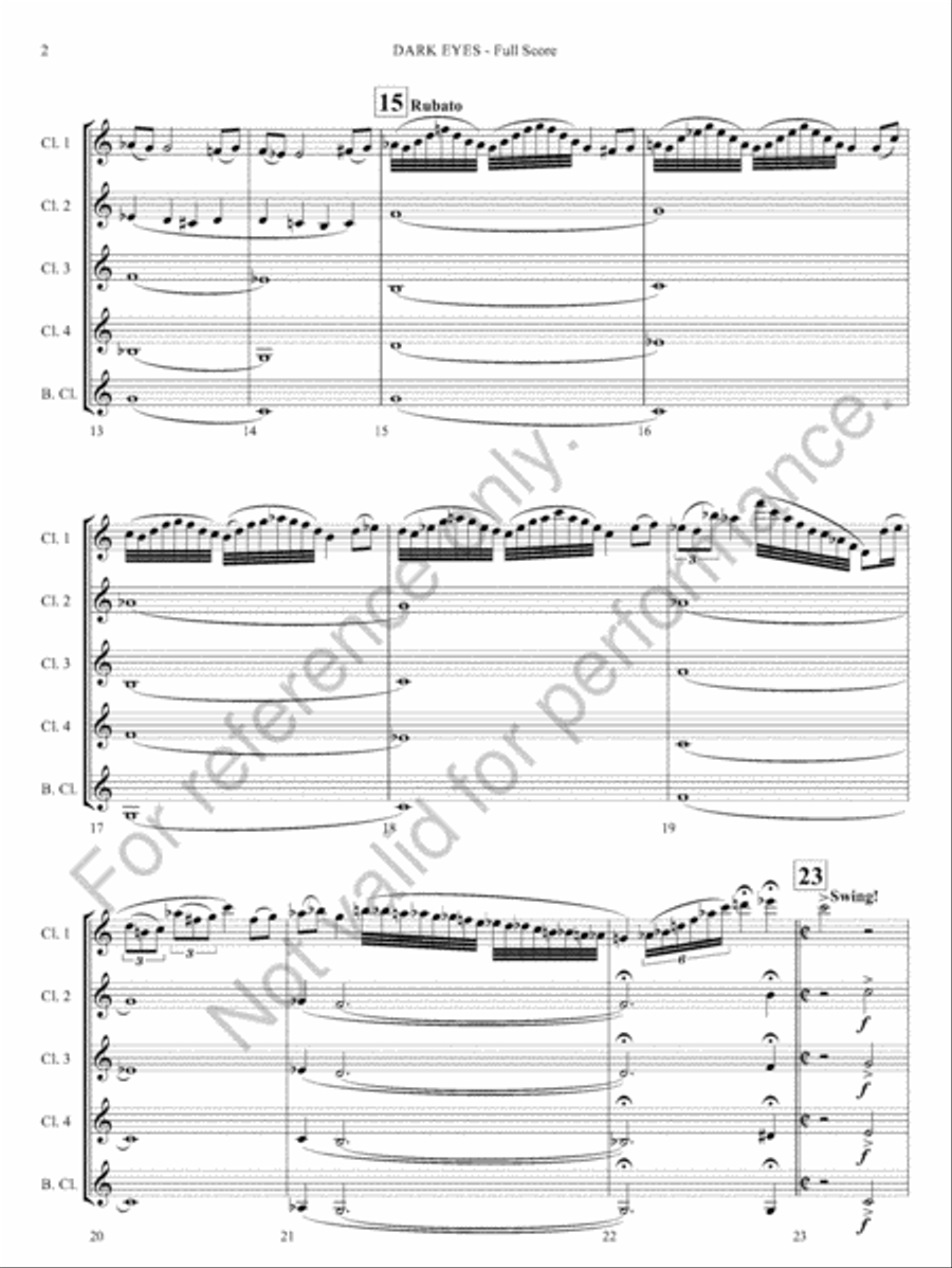 Dark Eyes Clarinet Quintet scores gallery preview page 4