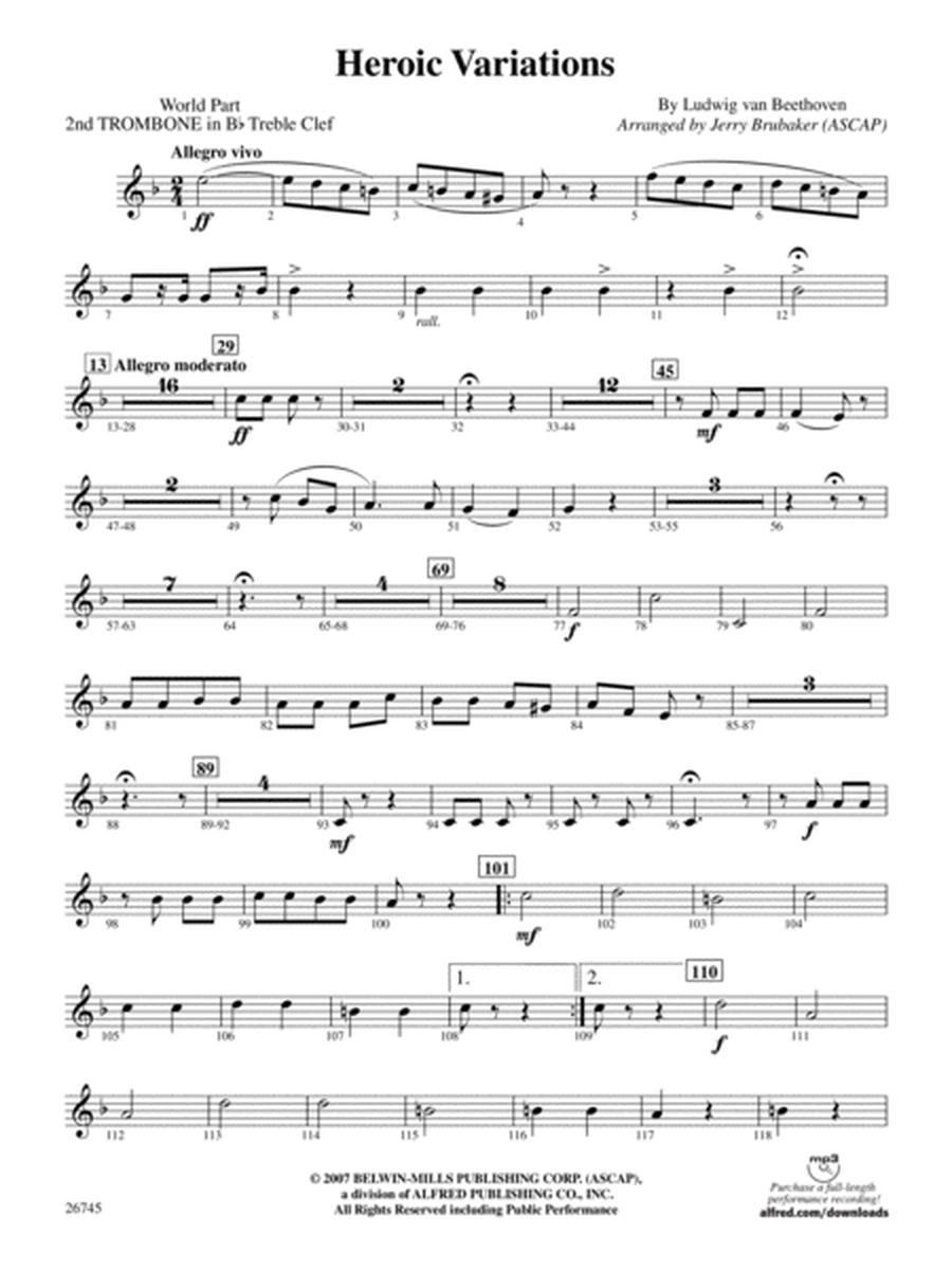 Heroic Variations: (wp) 2nd B-flat Trombone T.C.