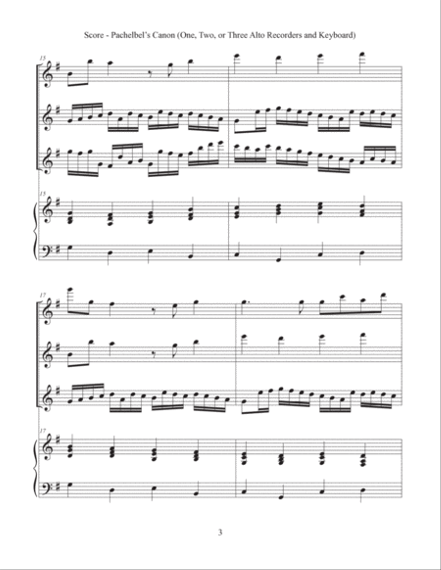 Canon (Alto Recorder and Keyboard) Bassoon scores gallery preview page 4