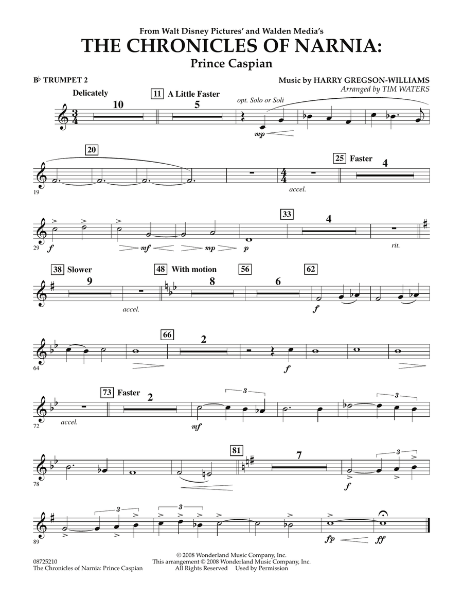 The Chronicles Of Narnia: Prince Caspian - Bb Trumpet 2 Concert Band scores gallery preview page 1