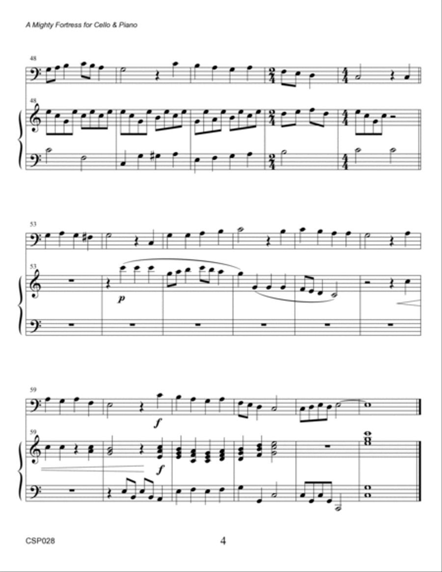 A MIGHTY FORTRESS - Cello Solo with Piano accompaniment A MIGHTY FORTRESS - Cello Solo with Piano accompaniment Piano scores gallery preview page 4