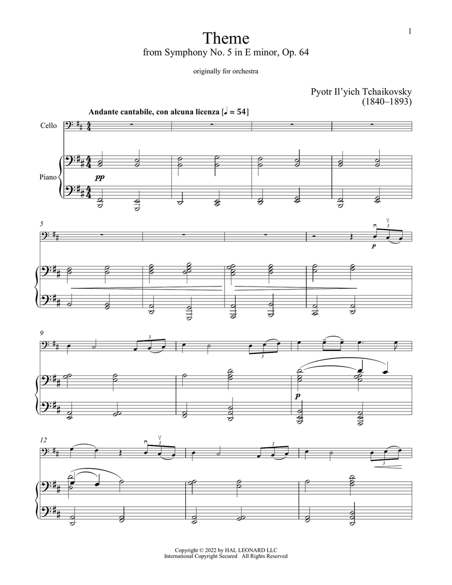 Andante Cantabile Piano scores gallery preview page 1