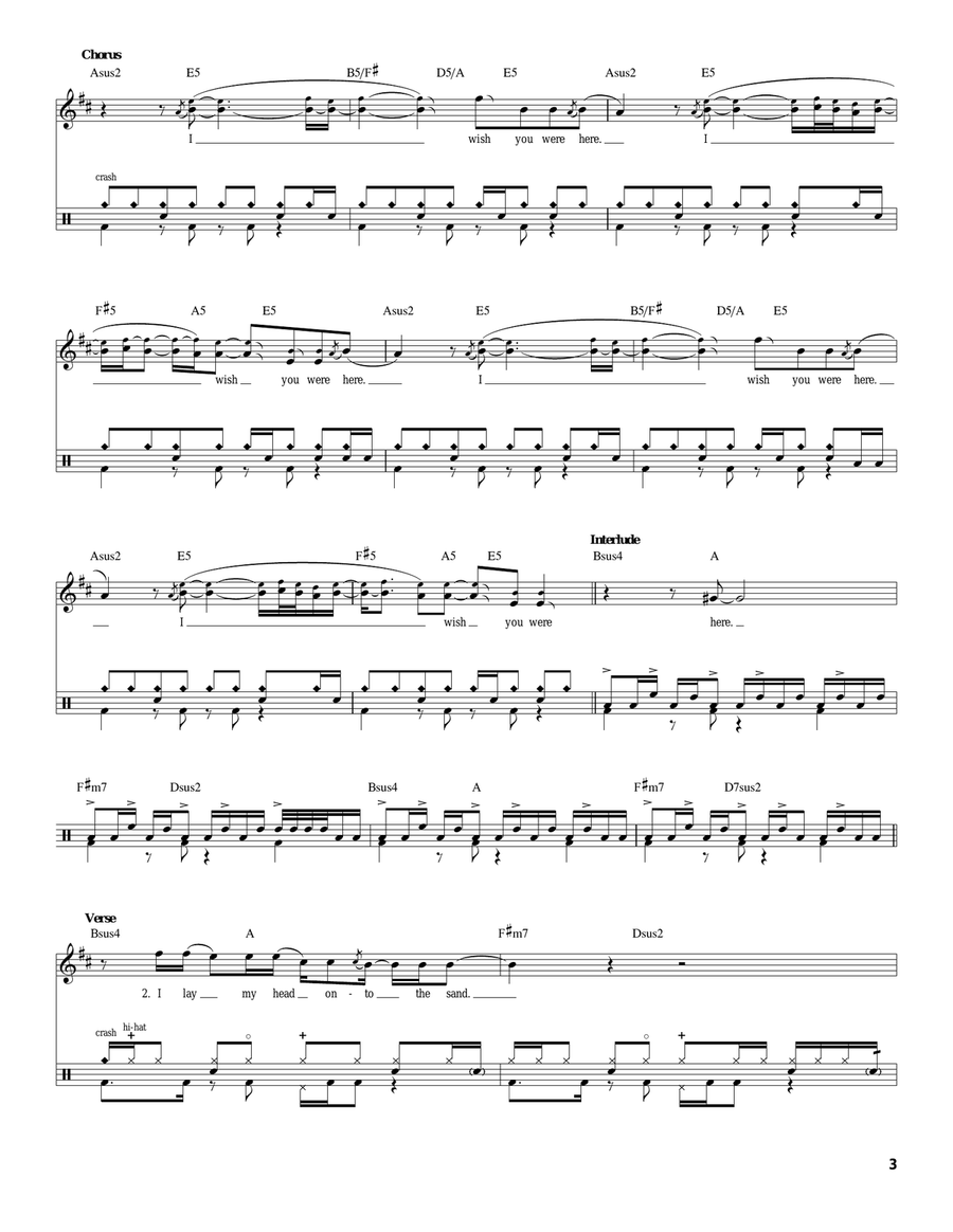 Wish You Were Here Drum Set scores gallery preview page 3