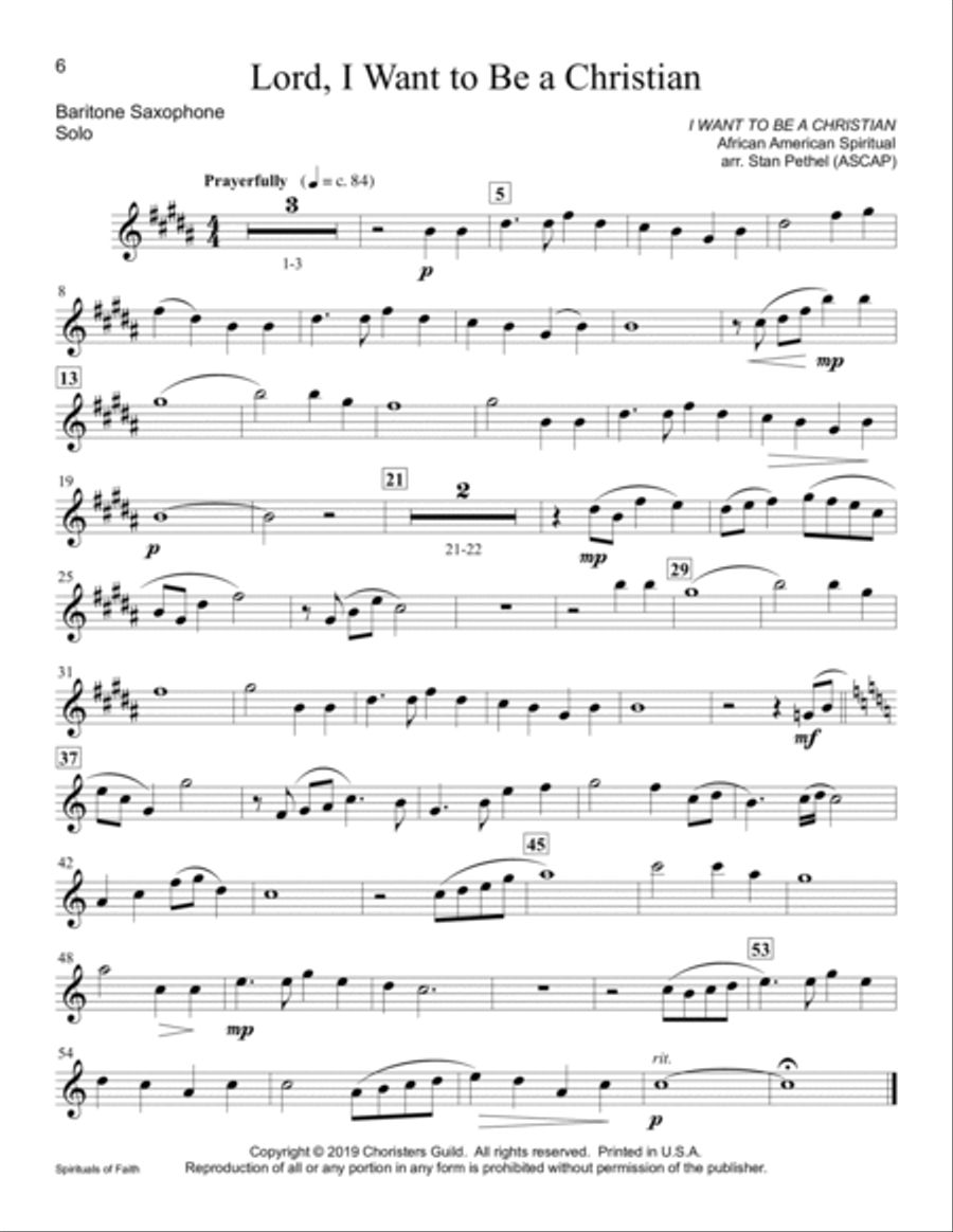 Spirituals of Faith - Baritone Saxophone Baritone Saxophone scores gallery preview page 6