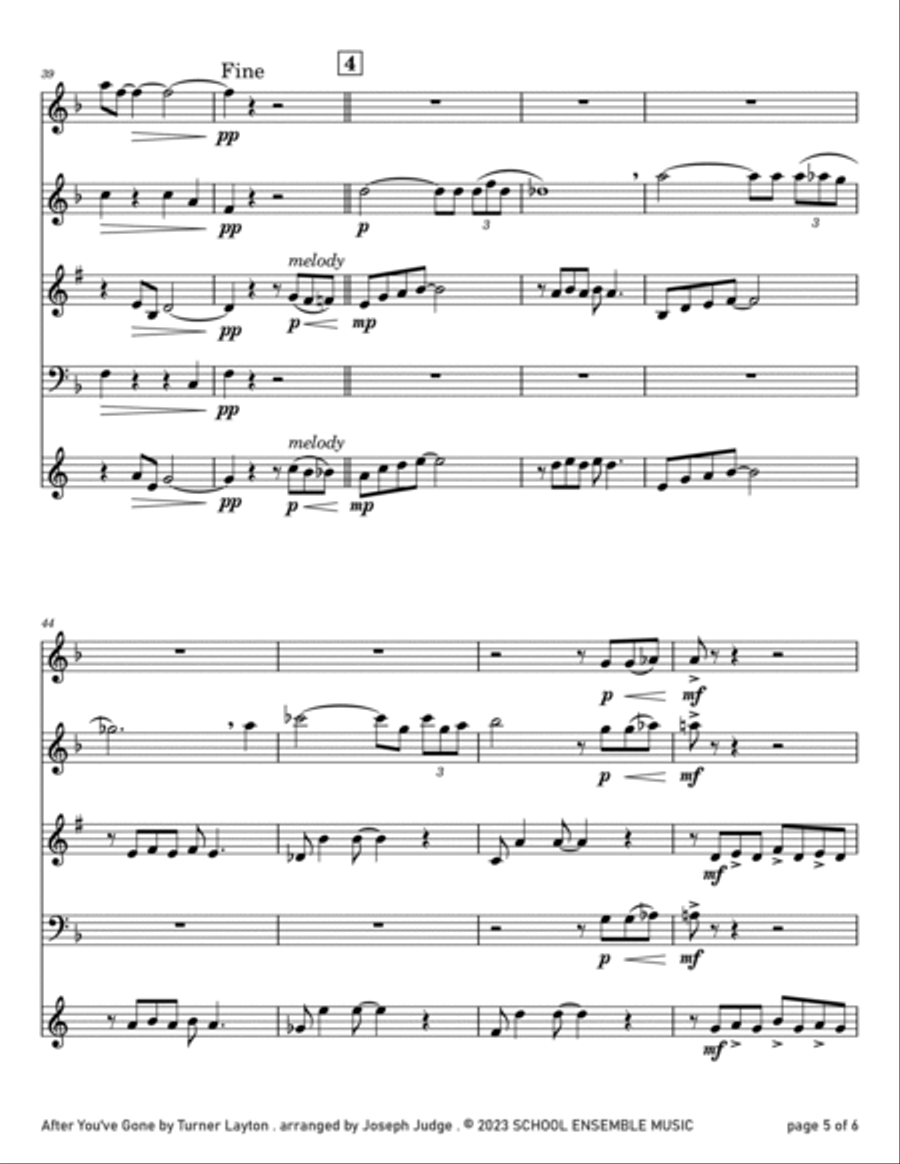After You've Gone by Layton for Woodwind Quartet in Schools Woodwind Quartet scores gallery preview page 5