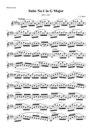 Book cover for Cello Suite No.1 - I.Prelude (for Baritone Saxophone) / J.S.Bach BWV1007