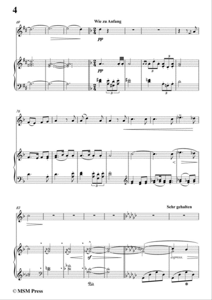 Mahler-Wo die schönen Trompeten blasen, for Violin and Piano Violin Solo scores gallery preview page 6
