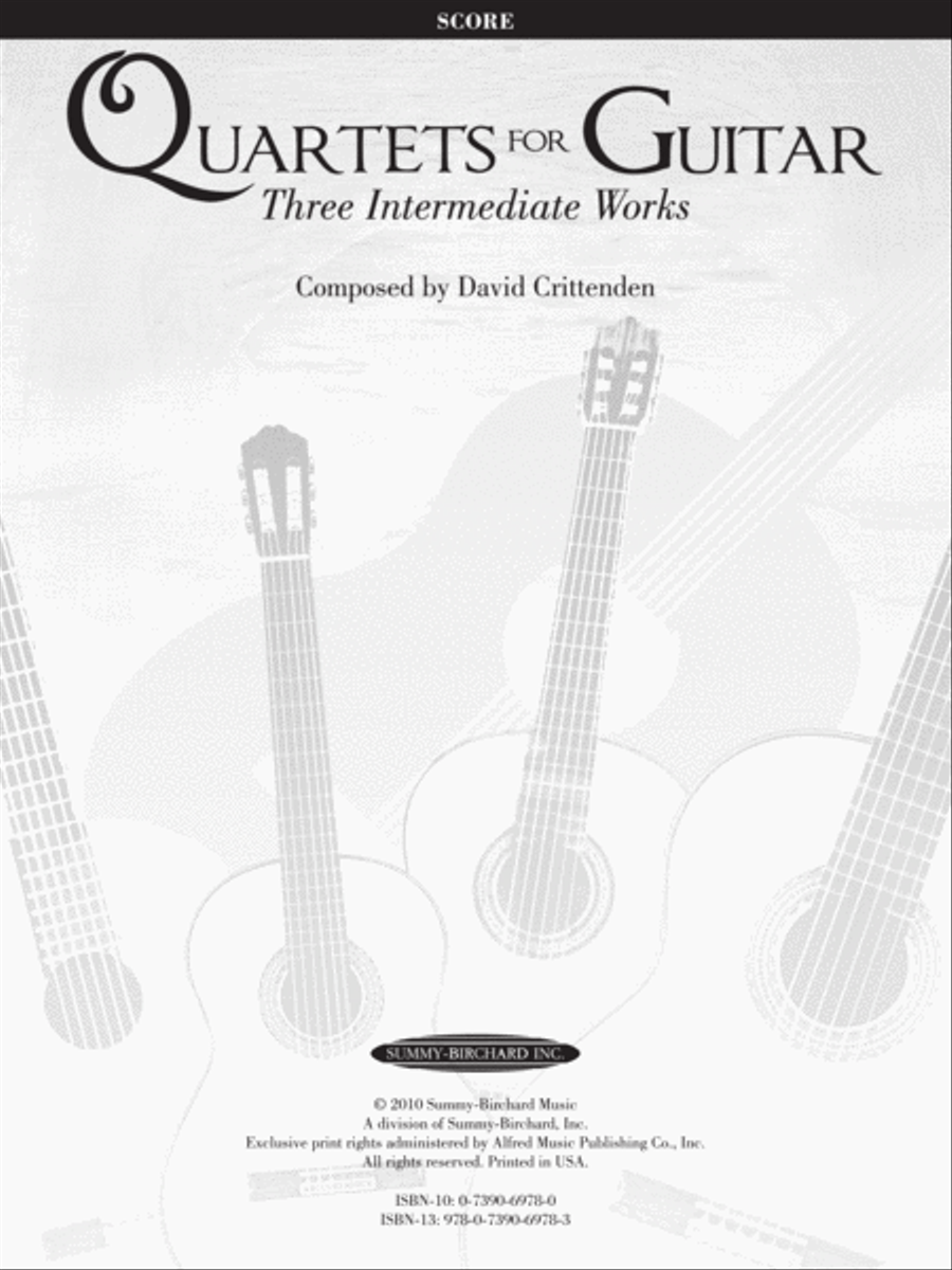 Quartets for Guitar: Three Intermediate Works: Score Classical Guitar scores gallery preview page 1