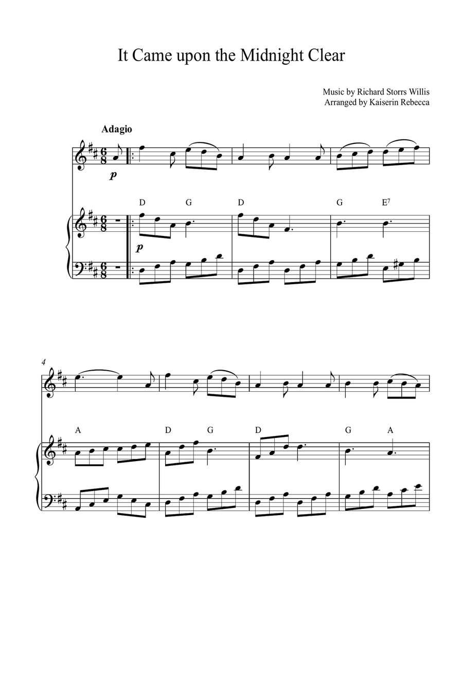 It Came upon the Midnight Clear Violin Solo scores gallery preview page 1