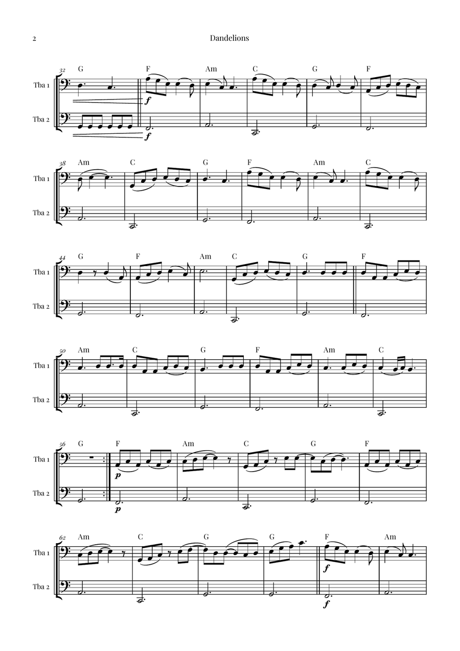 Dandelions Brass Duet scores gallery preview page 2