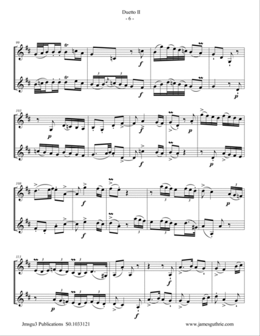 Quantz: Duetto Op. 2 No. 2 for Trumpet Duo Trumpet Duet scores gallery preview page 6