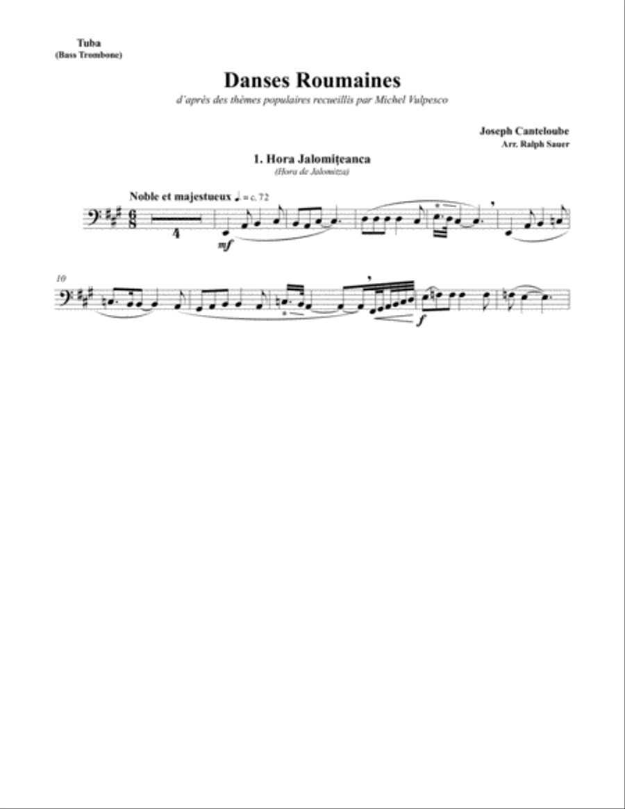 Danses Roumaines for Tuba or Bass Trombone & Piano Bass Trombone scores gallery preview page 2