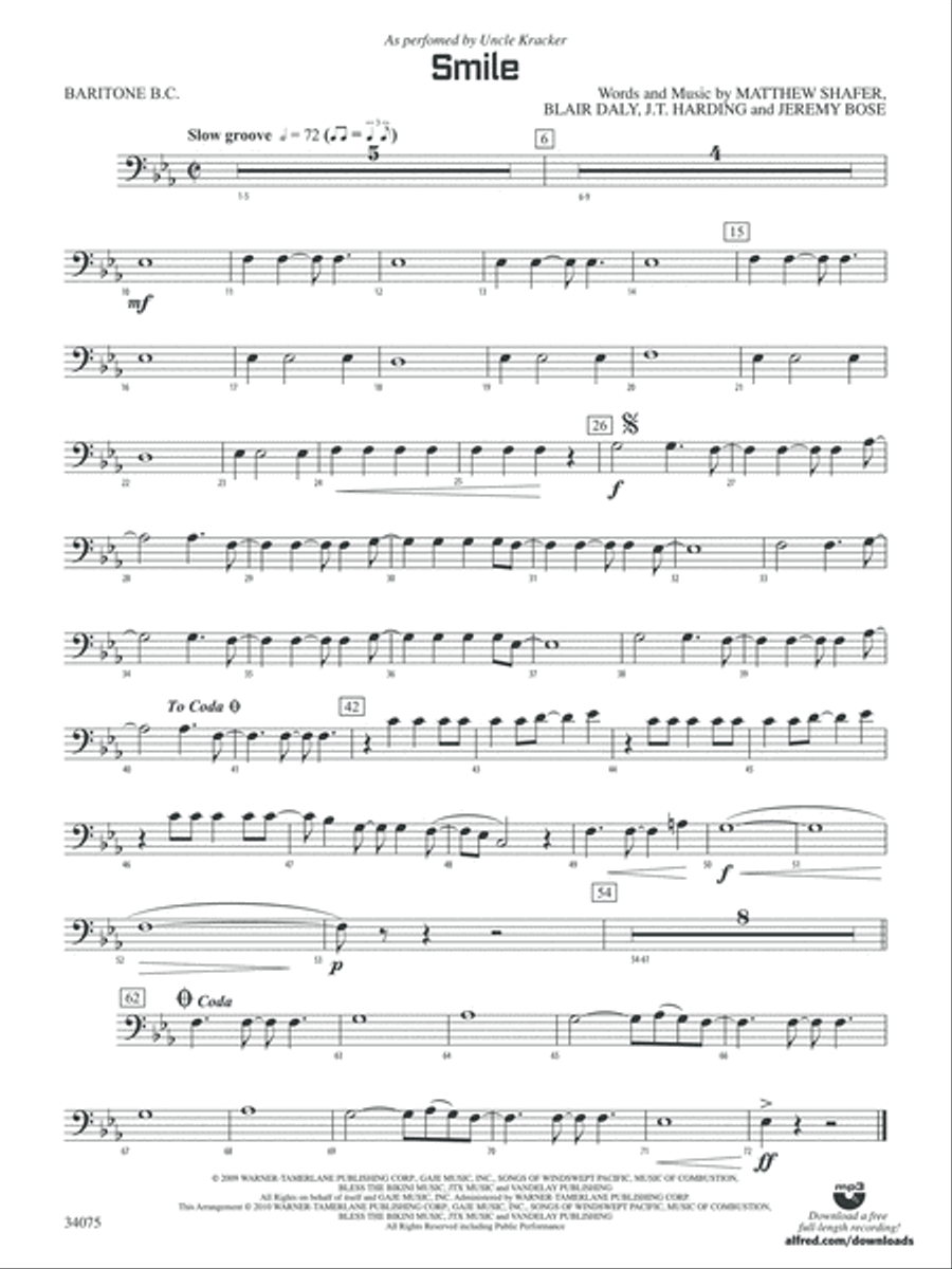 Smile: Baritone B.C. Concert Band scores gallery preview page 1