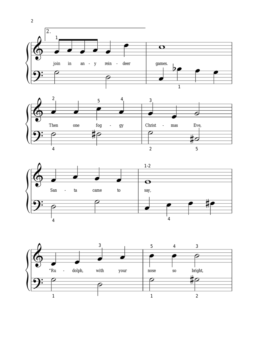 Rudolph The Red-Nosed Reindeer Easy Piano scores gallery preview page 2