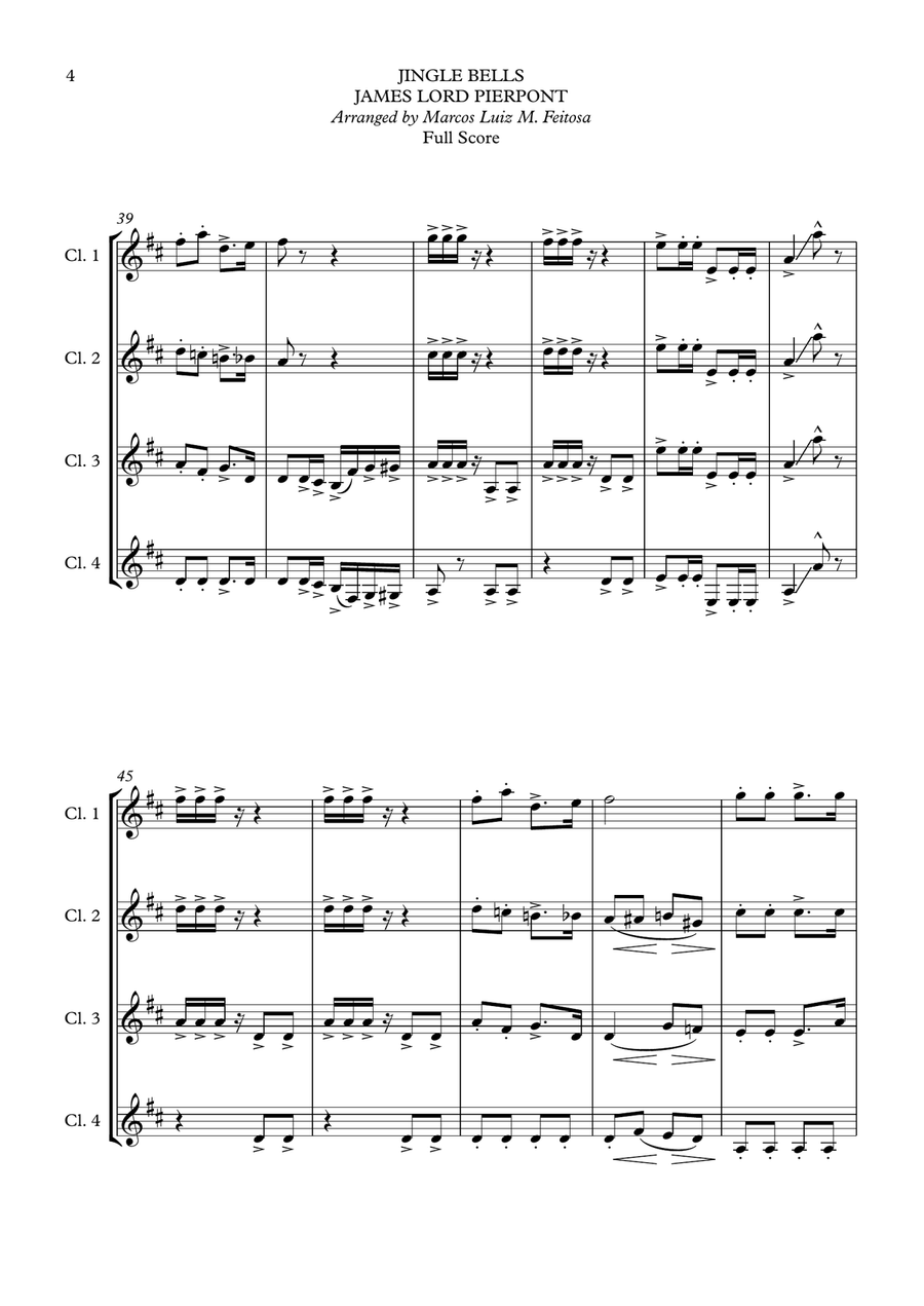 10 Christmas Carols (Book ONE) - Clarinet Quartet Clarinet Quartet scores gallery preview page 6