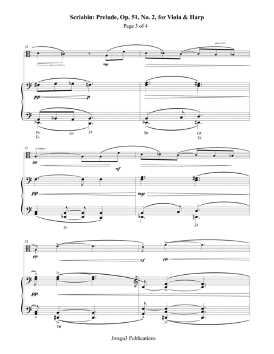 Scriabin: Prelude, Op. 51, No. 2 for Viola & Harp Chamber Music scores gallery preview page 3
