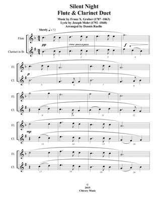 6 Traditional Christmas Carols for Flute and Clarinet Duet - Intermediate level