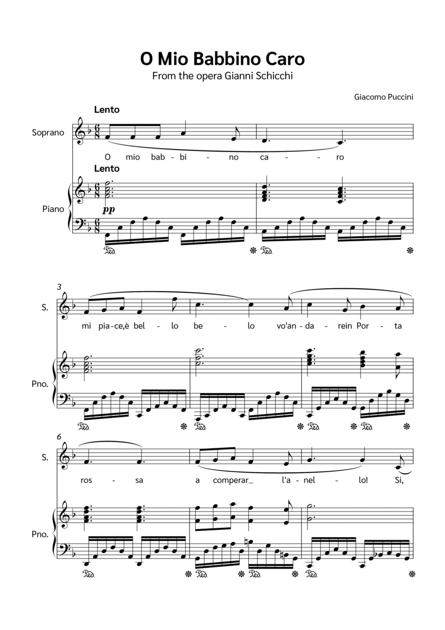 O Mio Babbino Caro Voice scores gallery preview page 1
