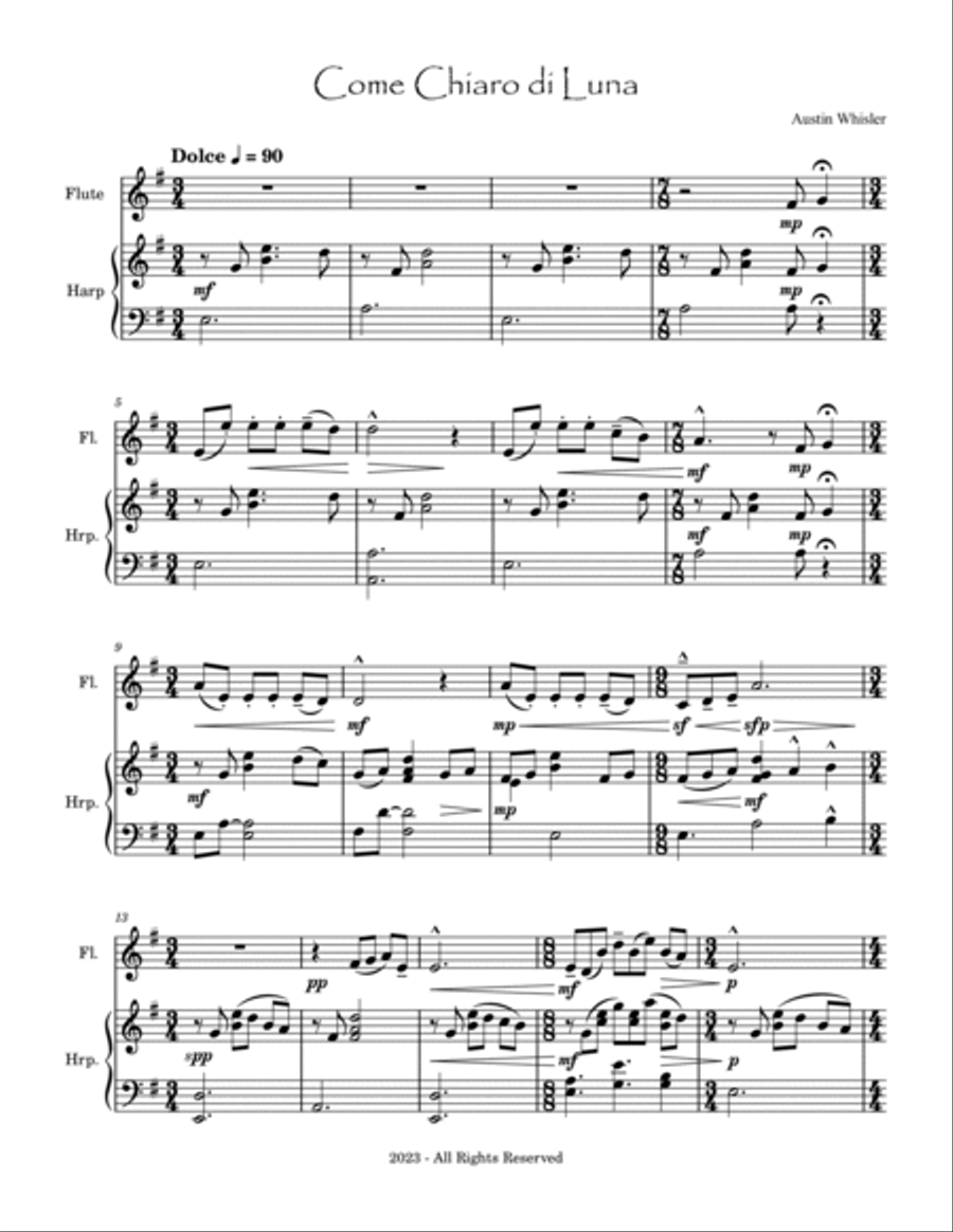 Come Chiaro di Luna Chamber Music scores gallery preview page 2
