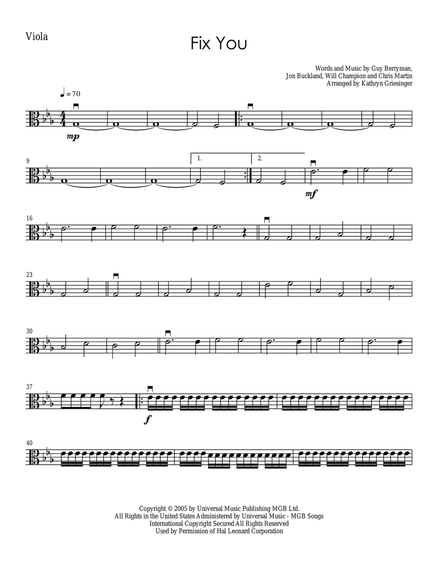 Fix You String Quartet scores gallery preview page 5