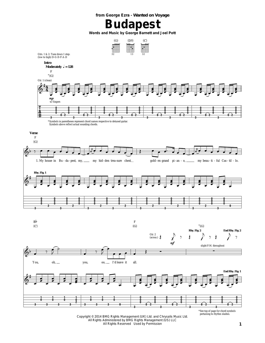 Budapest Acoustic Guitar scores gallery preview page 1