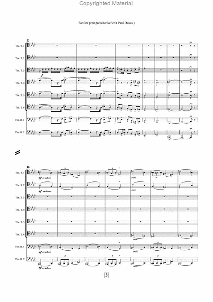 Fanfare pour preceder la peri (6 trombones tenors et 2 trombones basses) Trombone Duet scores gallery preview page 4