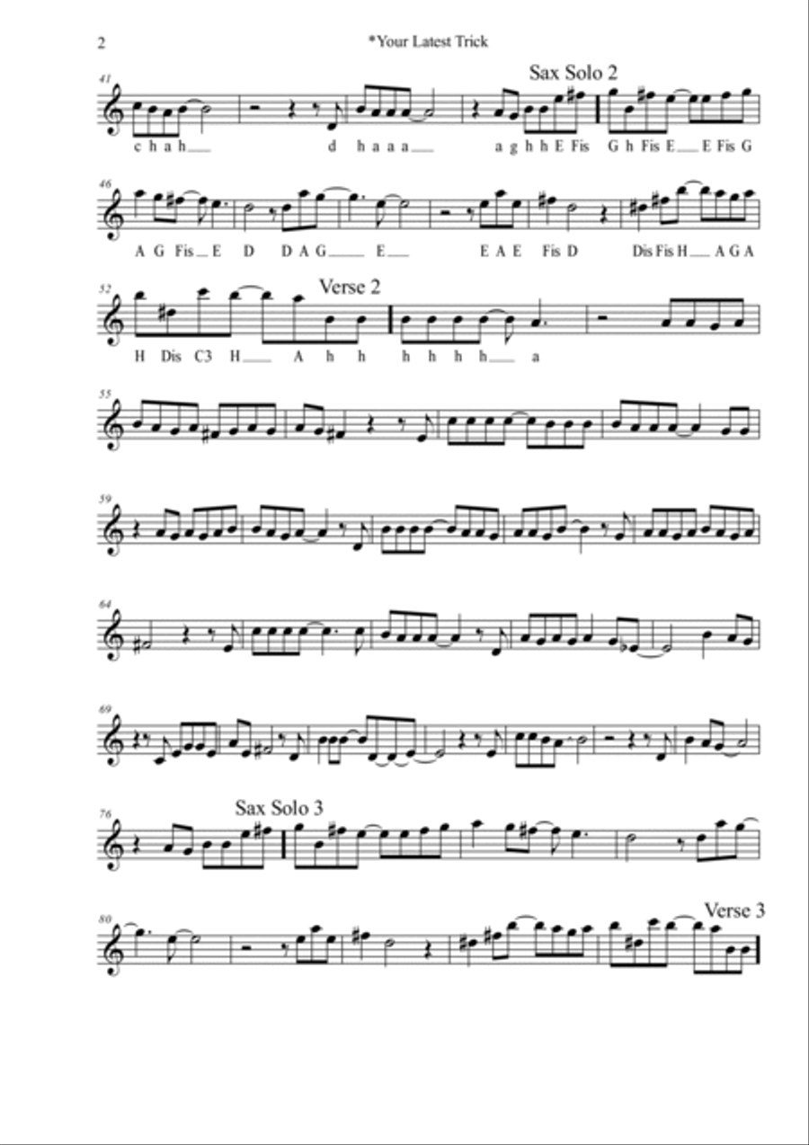 Your Latest Trick Your Latest Trick Tenor Saxophone scores gallery preview page 2