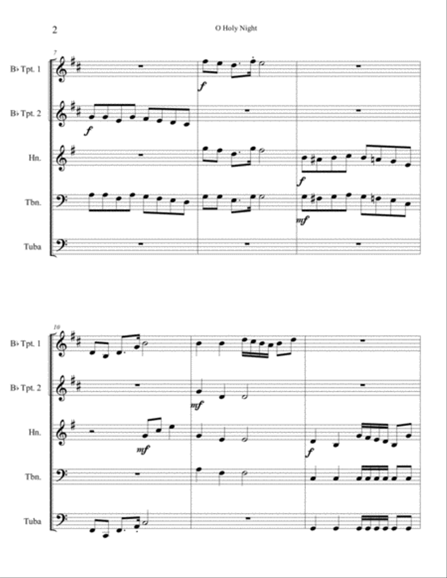 O Holy Night Brass Ensemble scores gallery preview page 3