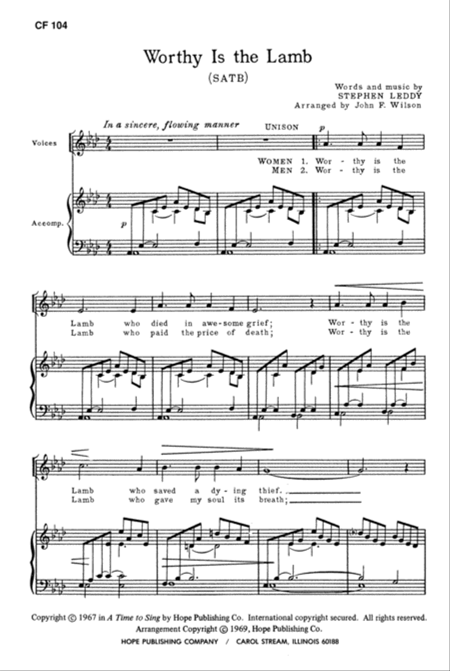 Worthy Is the Lamb 4-Part scores gallery preview page 1