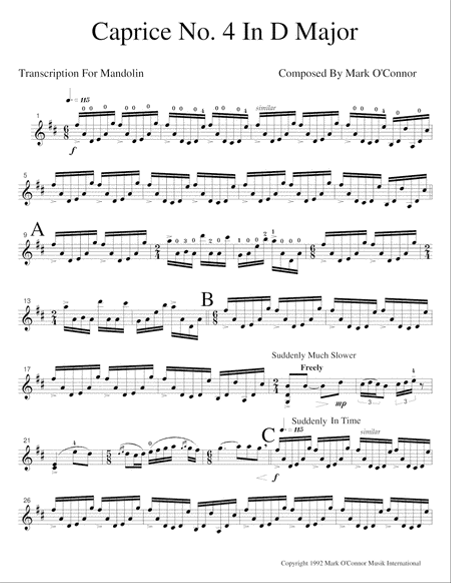 Caprice No. 4 for Mandolin (mandolin solo) Mandolin scores gallery preview page 3