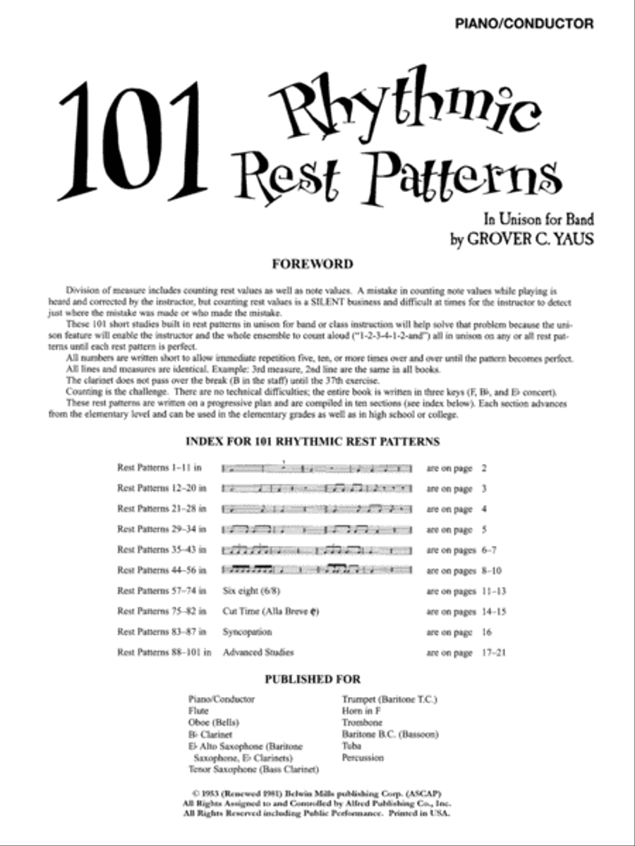 101 Rhythmic Rest Patterns Concert Band Methods scores gallery preview page 2
