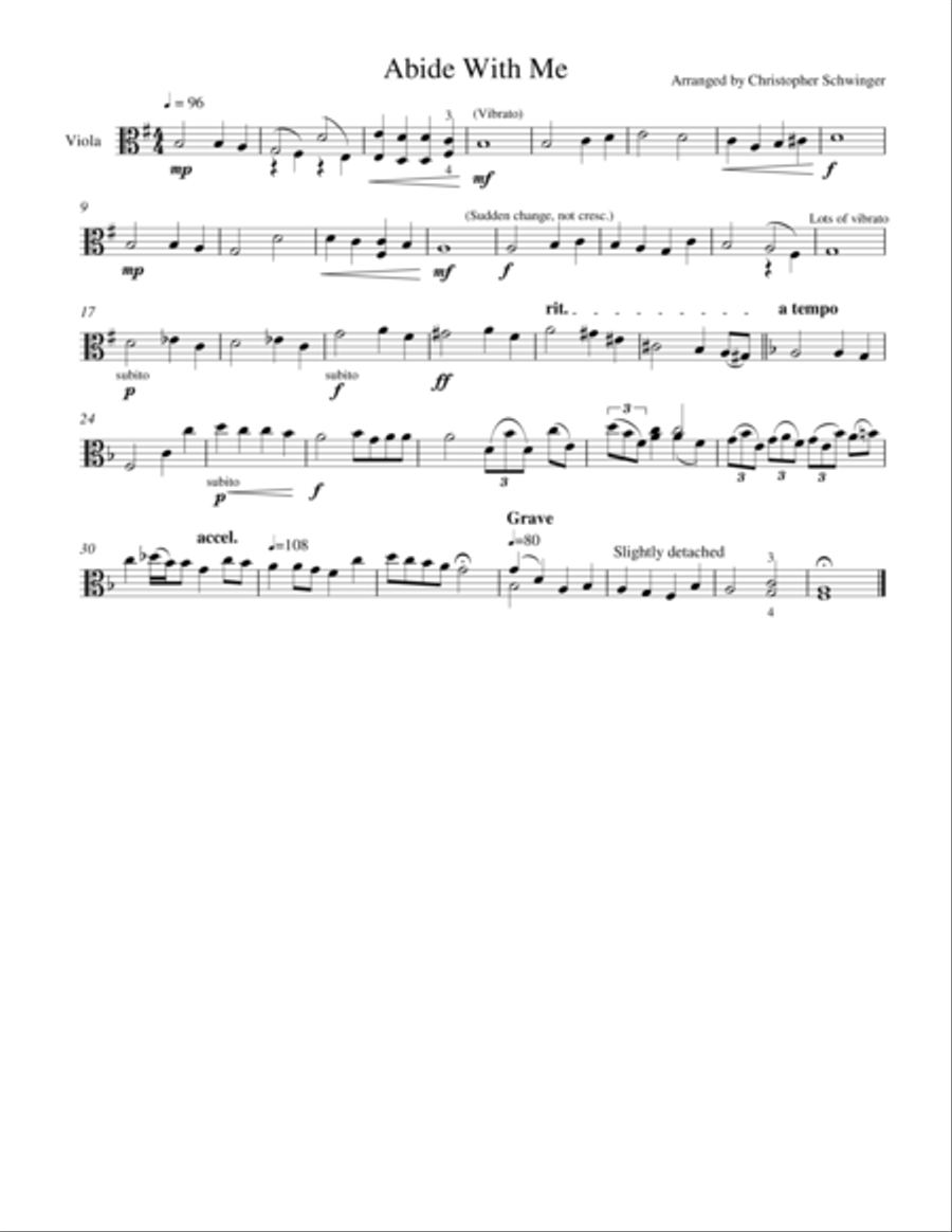 Abide with Me viola solo Abide with Me viola solo Viola Solo scores gallery preview page 1