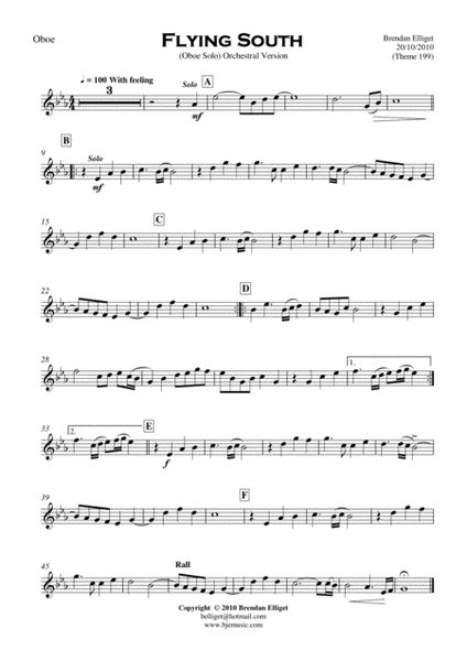 Flying South Oboe Solo with Orchestra Score and Parts PDF image number null