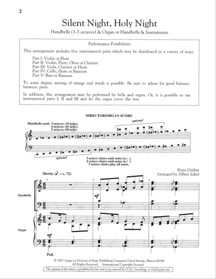 Silent Night, Holy Night Handbell Choir scores gallery preview page 2
