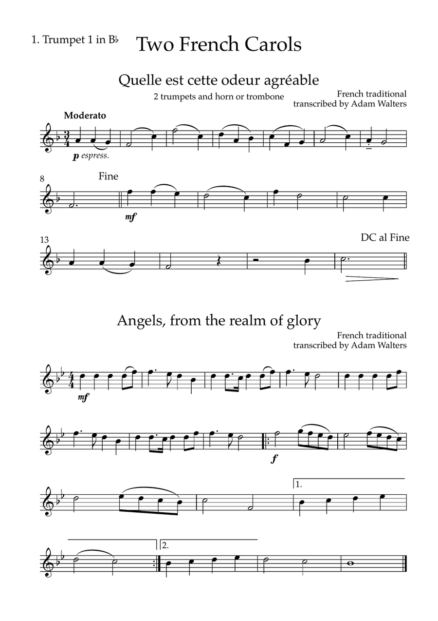 Two French Carols Brass Trio scores gallery preview page 3