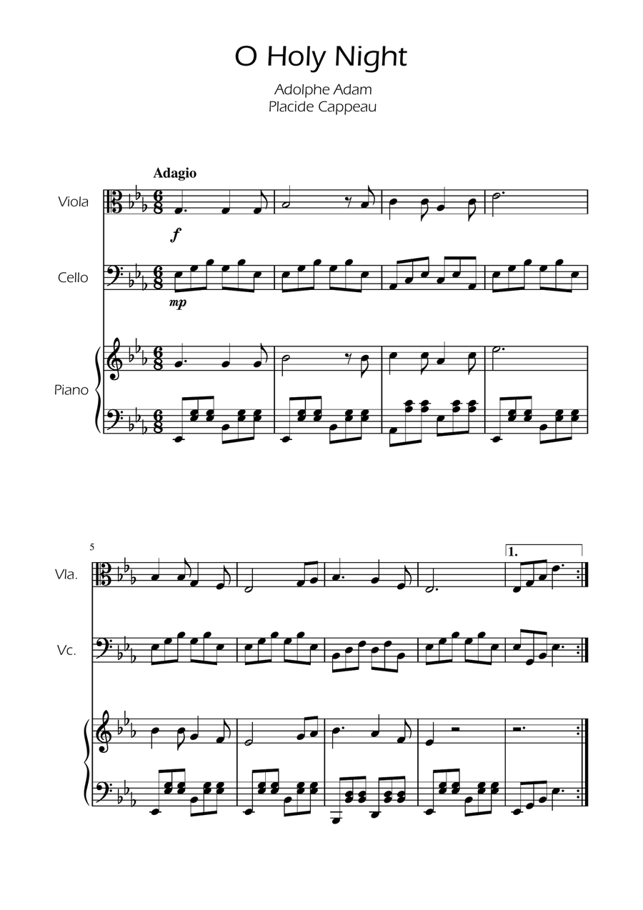 O Holy Night - Viola and Cello Duet w/ Piano