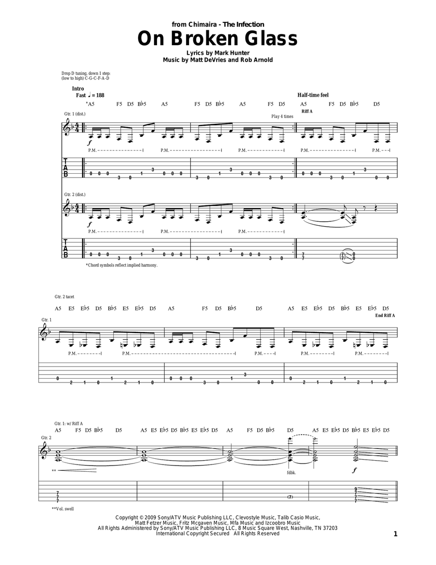 On Broken Glass Acoustic Guitar scores gallery preview page 1
