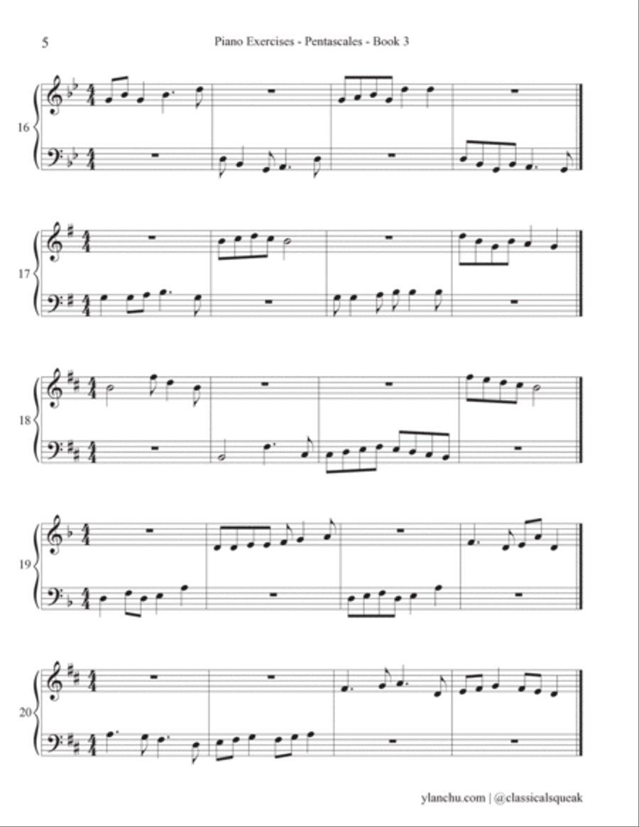 Beginner Sight Reading Pentascale Book 3 - Beginner Piano Exercises (One Hand at a Time) Piano Method scores gallery preview page 6