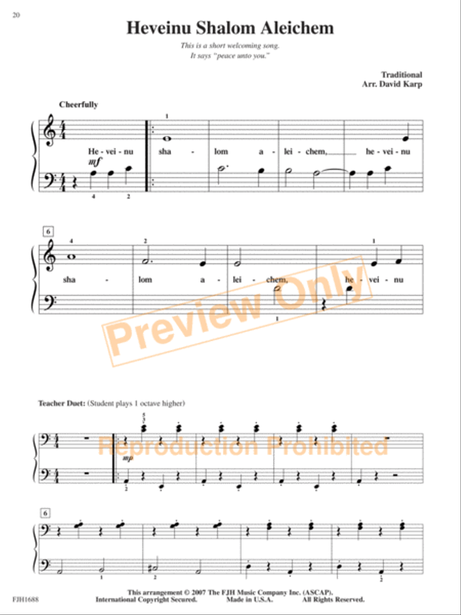 Jewish Festival and Folk Songs, Book One Piano Method scores gallery preview page 4