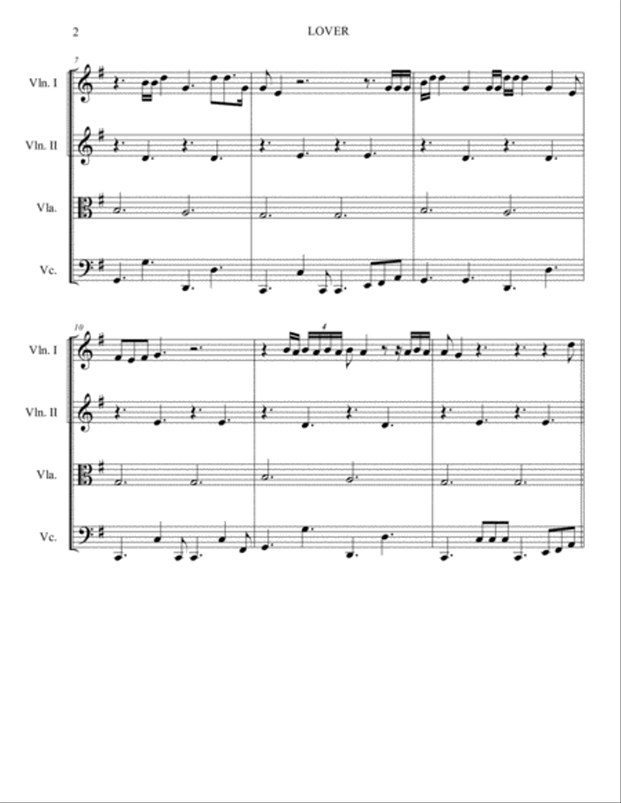 Lover Lover String Quartet scores gallery preview page 2