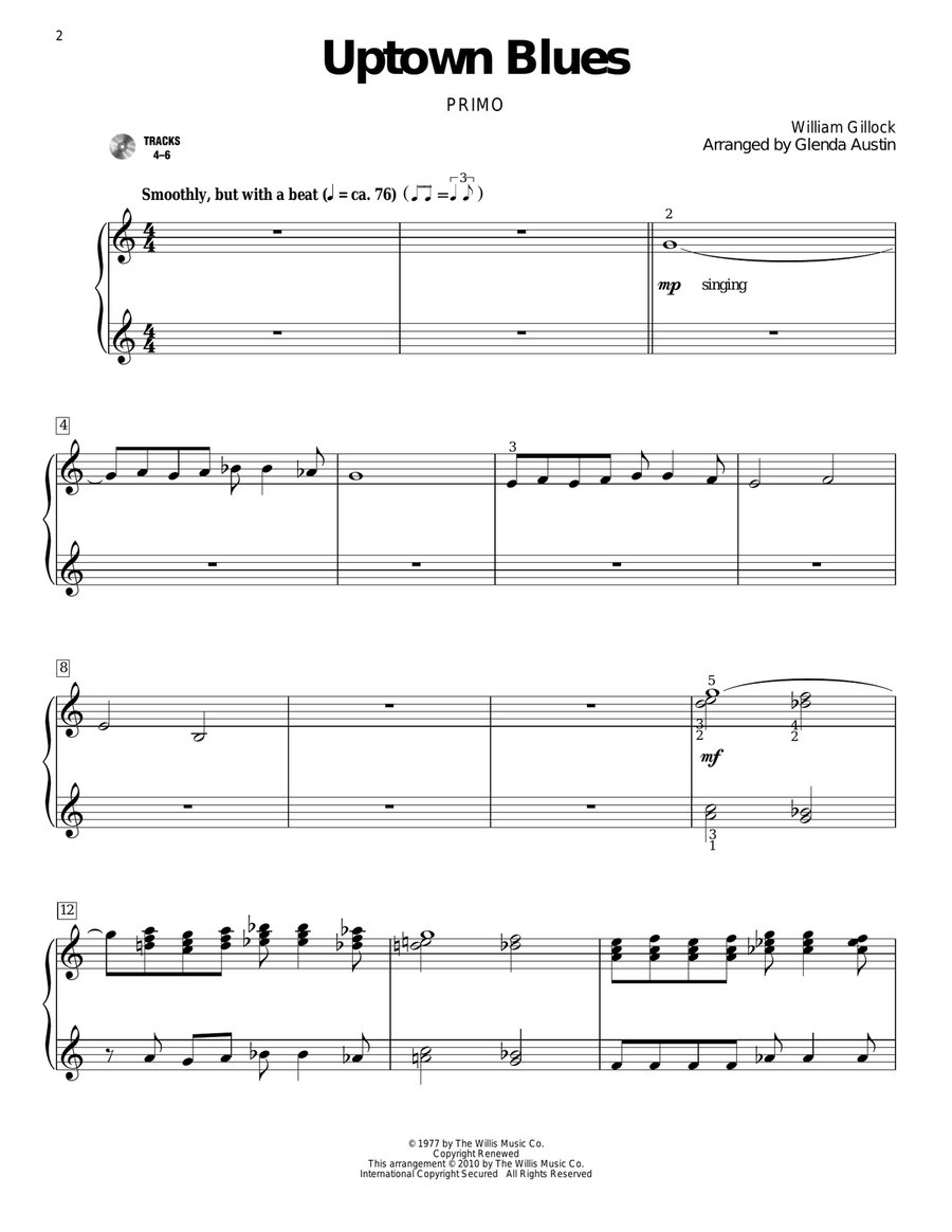 Uptown Blues Uptown Blues Piano Duet scores gallery preview page 2