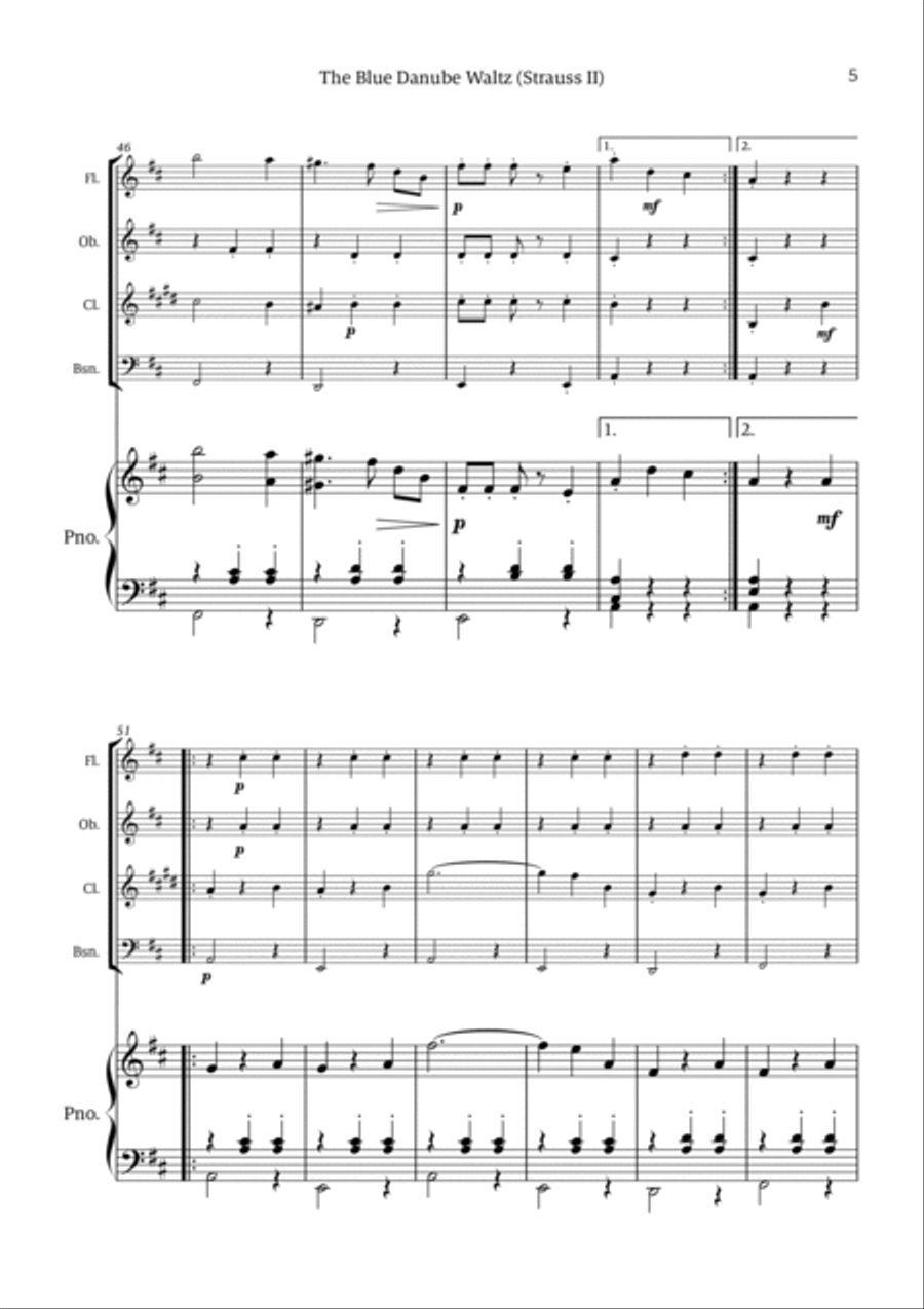 The Blue Danube Waltz Chamber Music scores gallery preview page 5
