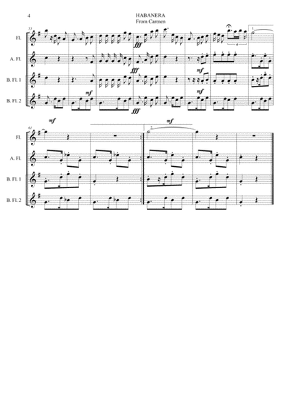 HABANERA - From Carmen - For Flute Quartet image number null