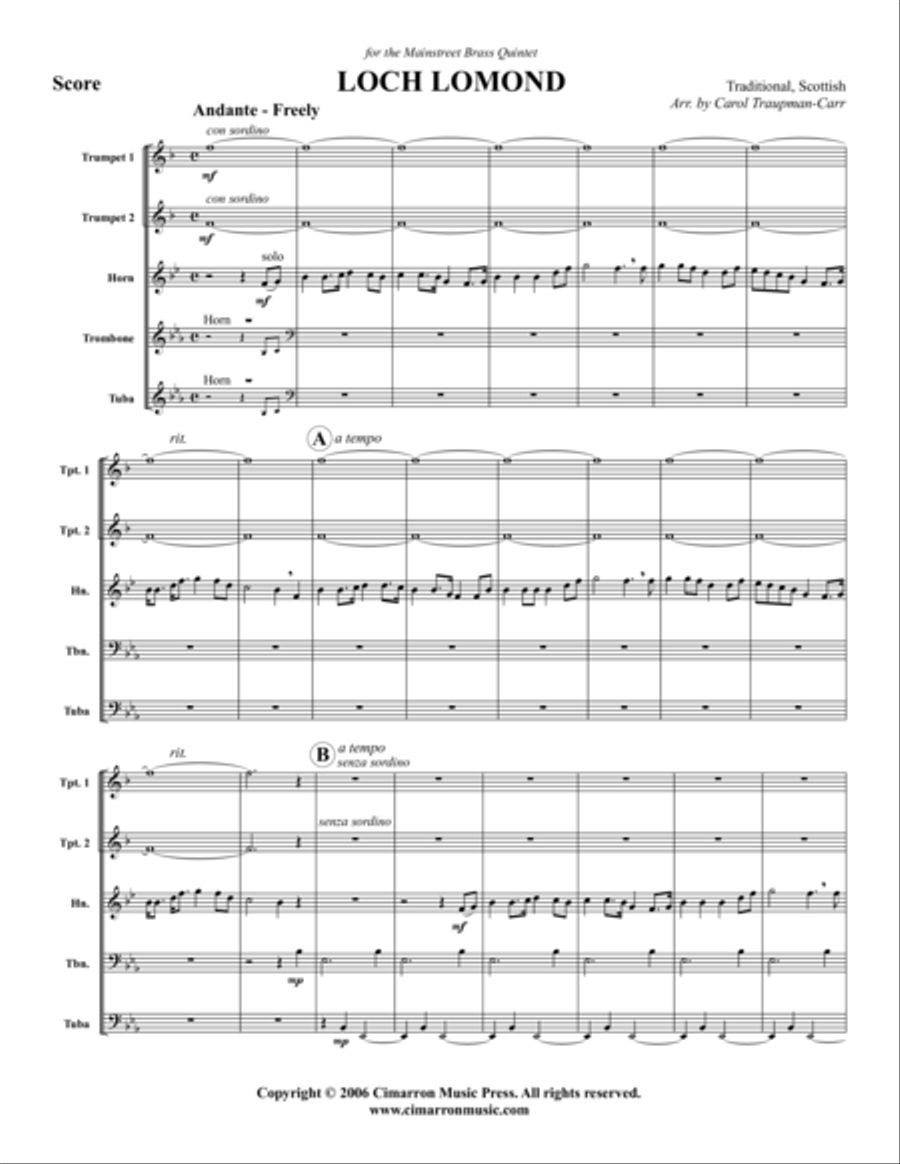 Loch Lomond Brass Quintet scores gallery preview page 1