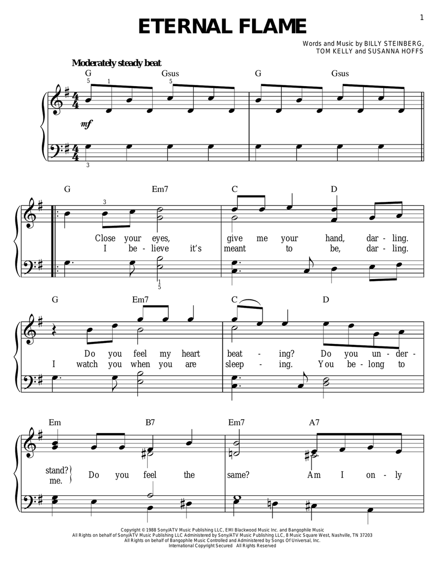 Eternal Flame Eternal Flame Easy Piano scores gallery preview page 1