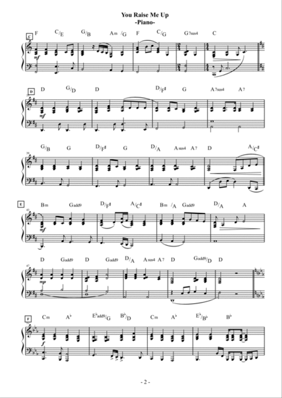 You Raise Me Up Piano Solo scores gallery preview page 2