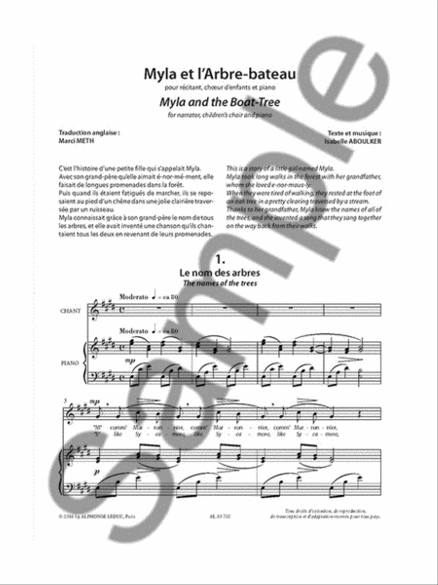 Myla And The Boat-tree For Narrator And Children's Choir With Accompaniement Children's Choir scores gallery preview page 2