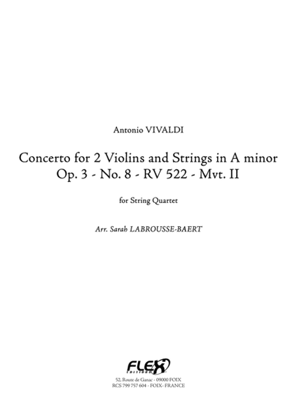 Concerto for 2 Violins and Strings in A minor Op. 3 No. 8 RV 522 Mvt. II image number null