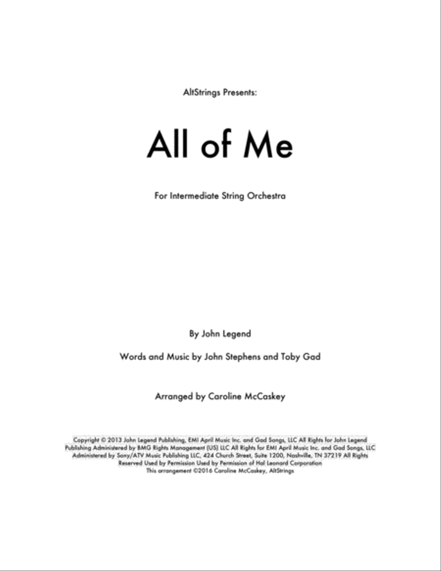 All Of Me All Of Me String Orchestra scores gallery preview page 1