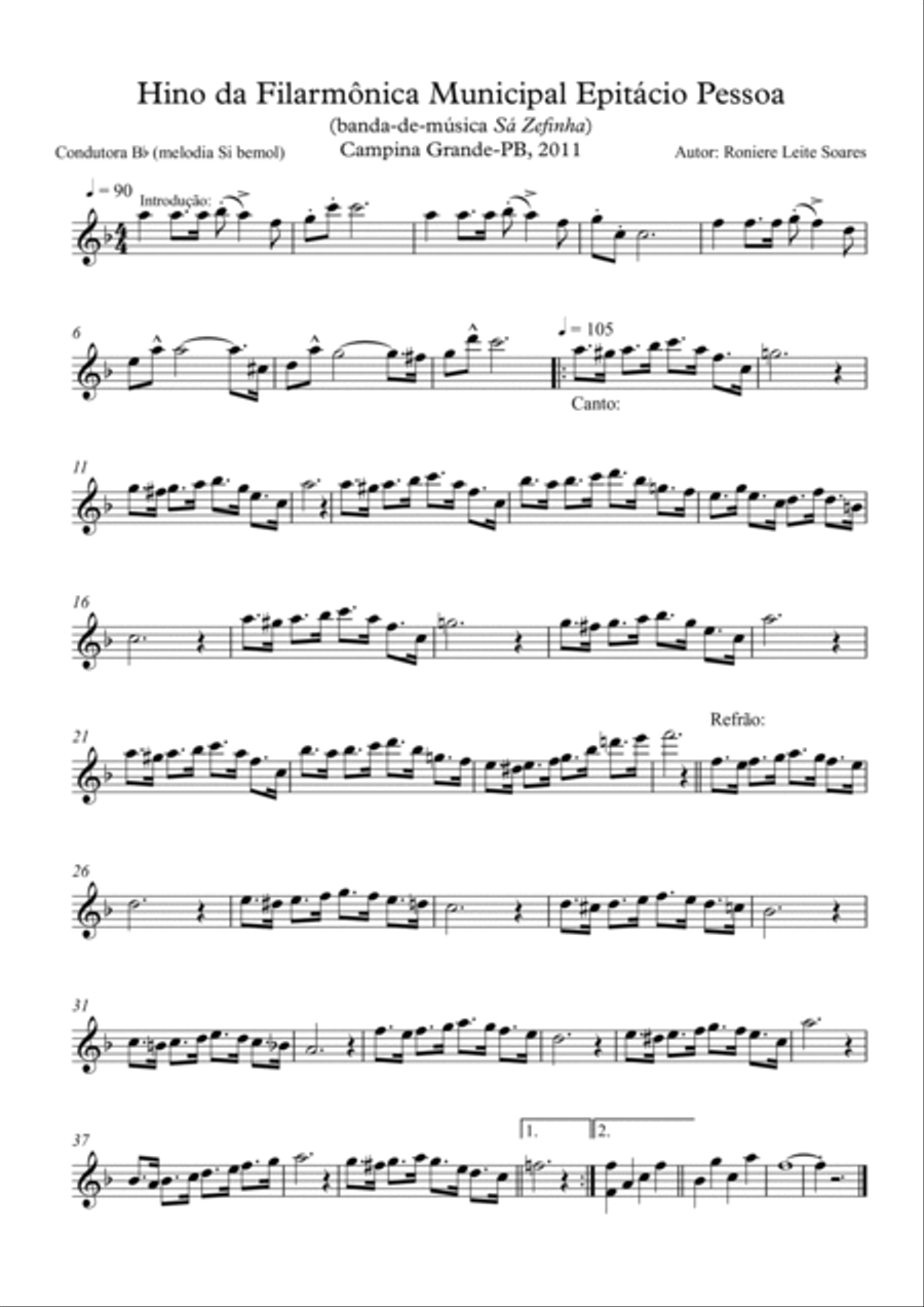 Hino da Filarmônica Municipal Epitácio Pessoa Concert Band scores gallery preview page 4